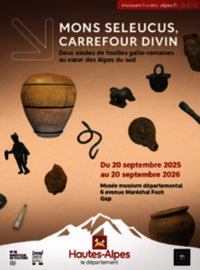 Affiche de l'exposition Mons Seleucus - © Département des Hautes-Alpes Affiche de l'exposition Mons Seleucus - © Département des Hautes-Alpes