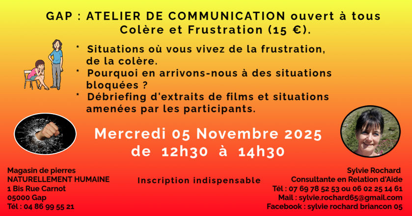 Atelier comm Colère Frustration  - © ©Copyright 2025 Sylvie Rochard